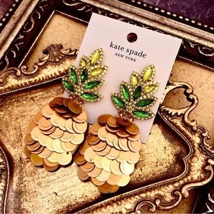 Kate Spade New York By The Pool Pineapple Statement Sequin Dangle Drop Earrings